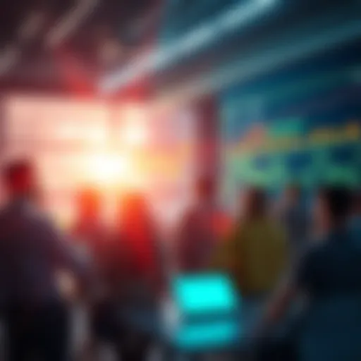 A visual representation of a sync committee with validators collaborating on performance metrics and strategies.