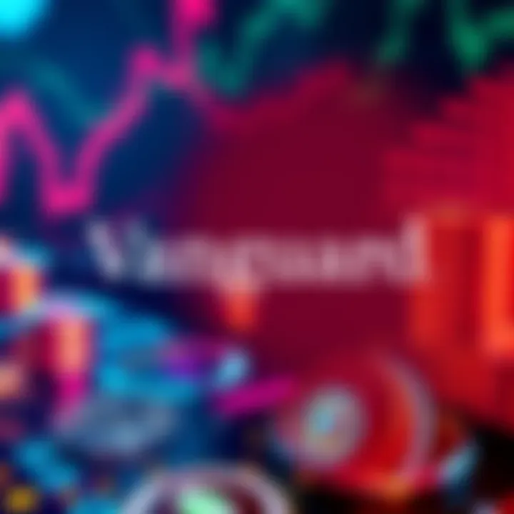 Vanguard logo with a visual of cryptocurrency symbols like Bitcoin and Ethereum, representing investment in crypto ETFs.