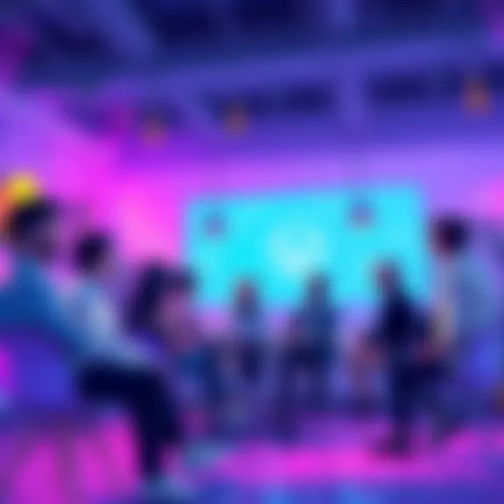 A group of people discussing Vechain technology and blockchain advancements in a casual setting.