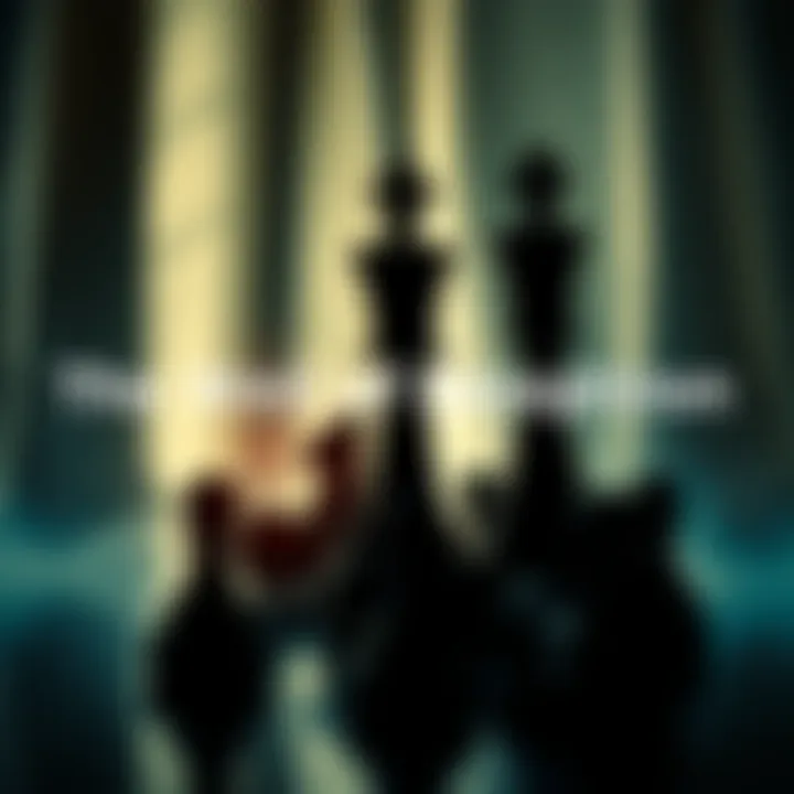 An artistic representation of manipulation tactics, showcasing shadows and chess pieces symbolizing strategy and foresight in a complex game of life.