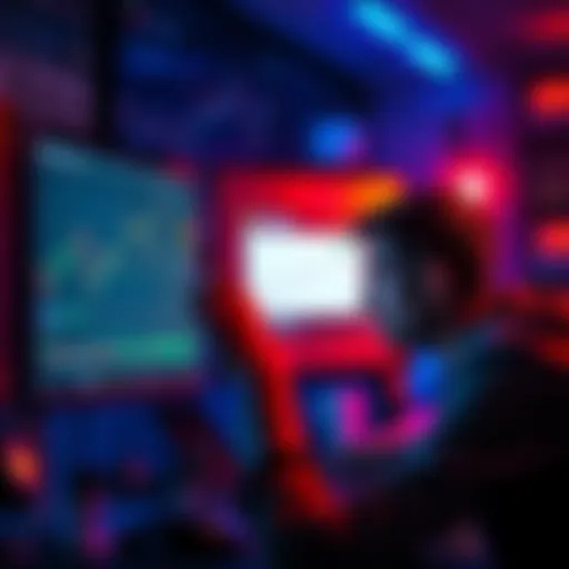 A worried person looking at a computer screen with financial graphs and a message about a withdrawal fee. The person appears anxious about being scammed.