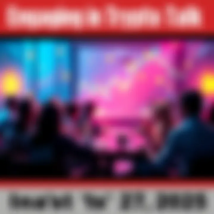 Engaging visual representation of cryptocurrency trading discussions with excited participants and digital currency icons