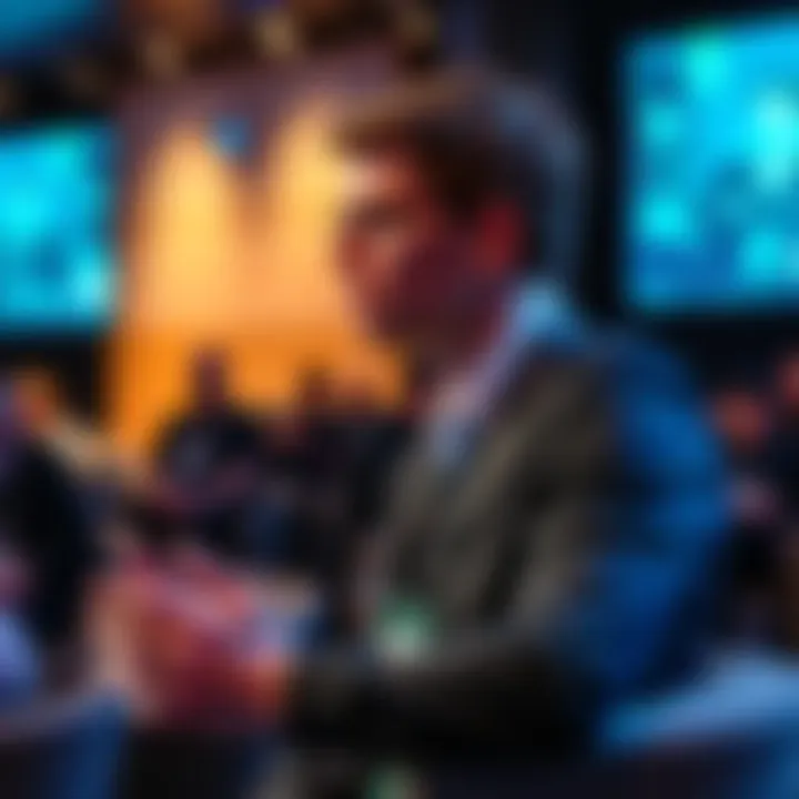 Vitalik Buterin discussing the 45-day unstaking process for Ethereum at a conference, with an audience in the background.