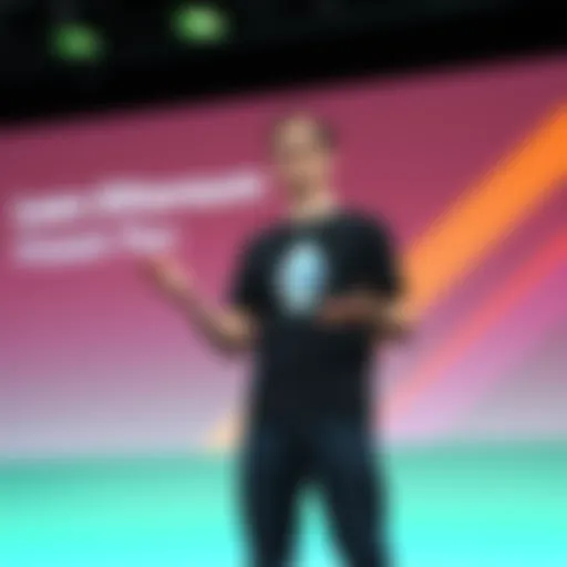 Vitalik Buterin explaining the Lean Ethereum plan on stage with a presentation slide