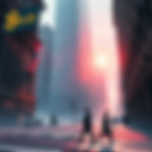 A graphic showing Wall Street buildings with shadowy figures and dollar signs, symbolizing alleged financial misconduct.