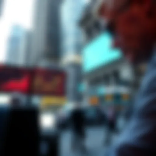 A bustling Wall Street scene with financial experts closely monitoring cryptocurrency charts and transactions.