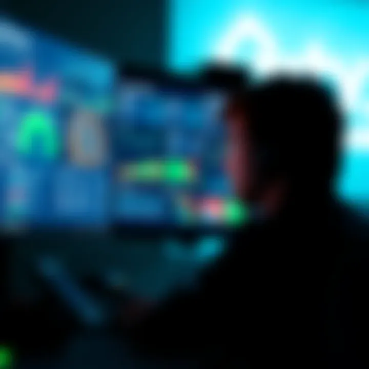 A person looks at a computer screen displaying cryptocurrency wallet data and risk analysis tools