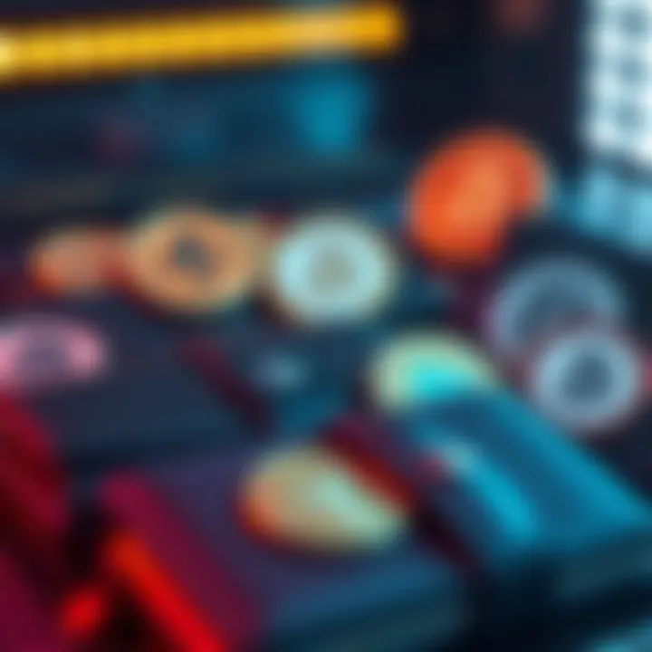 Wallet and Stablecoin Options A group of diverse digital wallets displaying various stablecoin logos, emphasizing flexibility and choice in cryptocurrency.