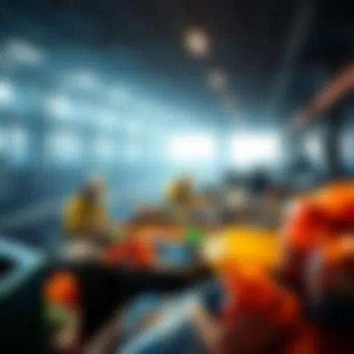 Workers sorting recyclable materials at a waste management facility