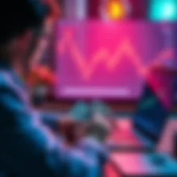 A person analyzing Bitcoin trends with a laptop and dollar bills, representing weekly dollar-cost averaging