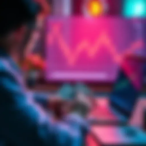 A person analyzing Bitcoin trends with a laptop and dollar bills, representing weekly dollar-cost averaging