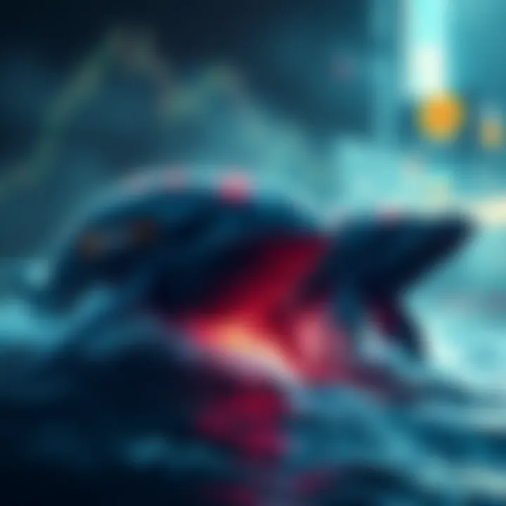 A visual representation of whales symbolizing large investors shorting Bitcoin in a turbulent market setting.