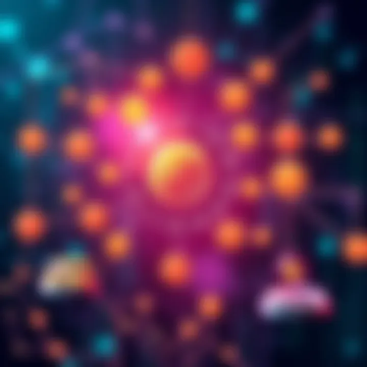 A visual representation showing Worldcoin tokens connected to various digital identities and interactions, highlighting their role in proof-of-personhood.
