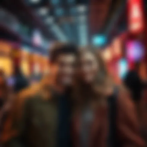 Wyatt and Chantel posing together with smiles, showcasing their relationship in a public setting, with a hint of tension in the air.