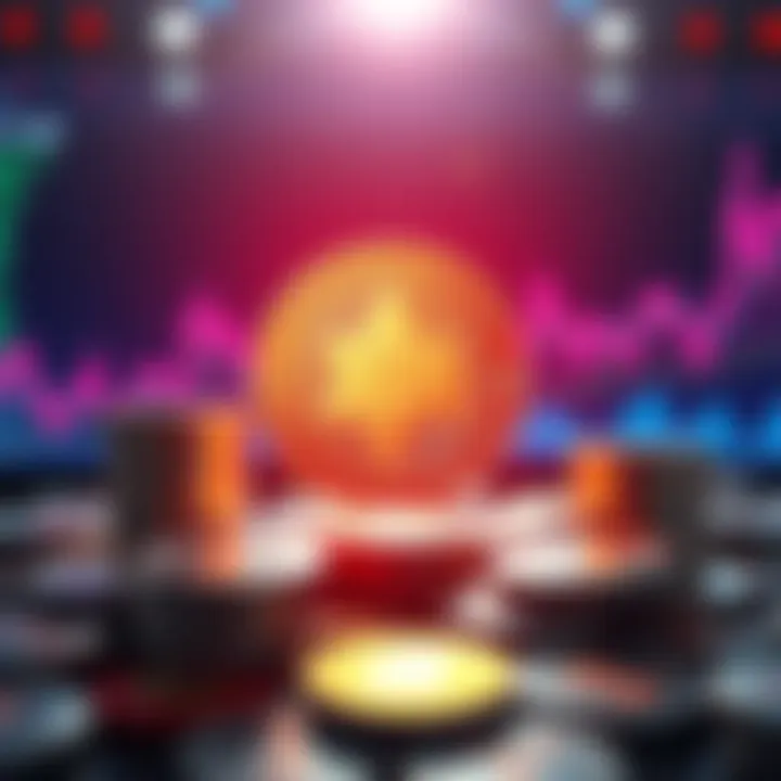 A bright depiction of XLM cryptocurrency symbolizing financial growth with coins and charts in the background.