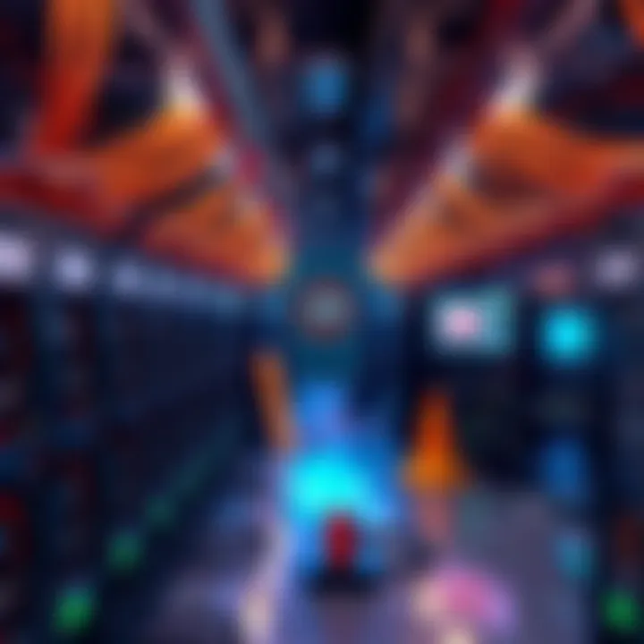 A well-organized XMR mining farm in Austin with mining rigs and equipment arranged efficiently