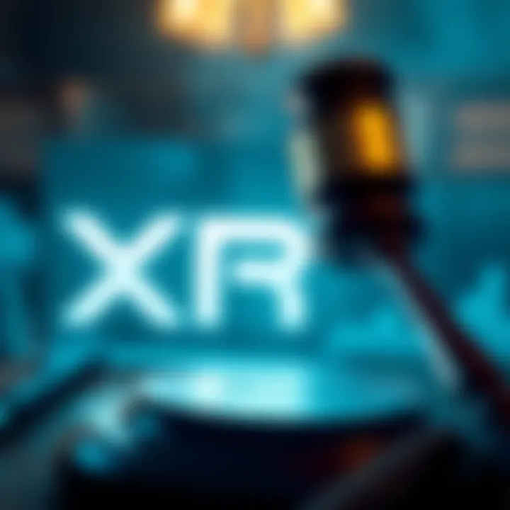 Graphic showing XRP logo and a gavel symbolizing regulatory clarity from the Clarity Act