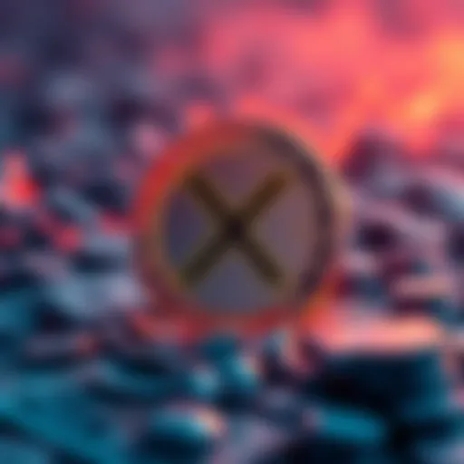 XRP Cryptocurrency Concept A visual representation of XRP as a digital currency symbol, highlighting its potential role as a global reserve currency against a backdrop of declining dollar values.