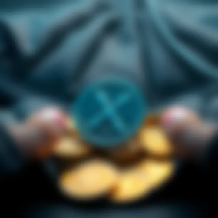 A cold wallet with XRP coins displayed, showcasing a secure method for storing cryptocurrency.