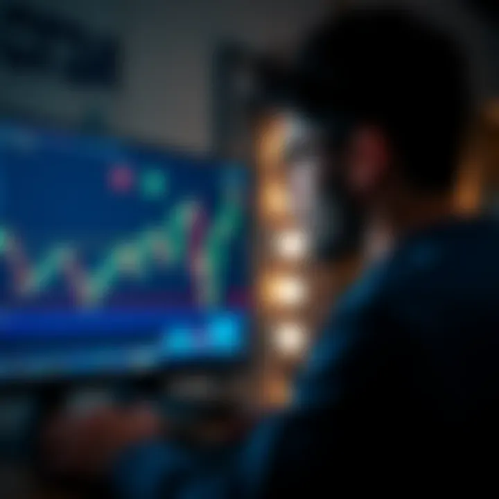 A person looking at a graph showing XRP price trends on a computer screen while contemplating investment decisions