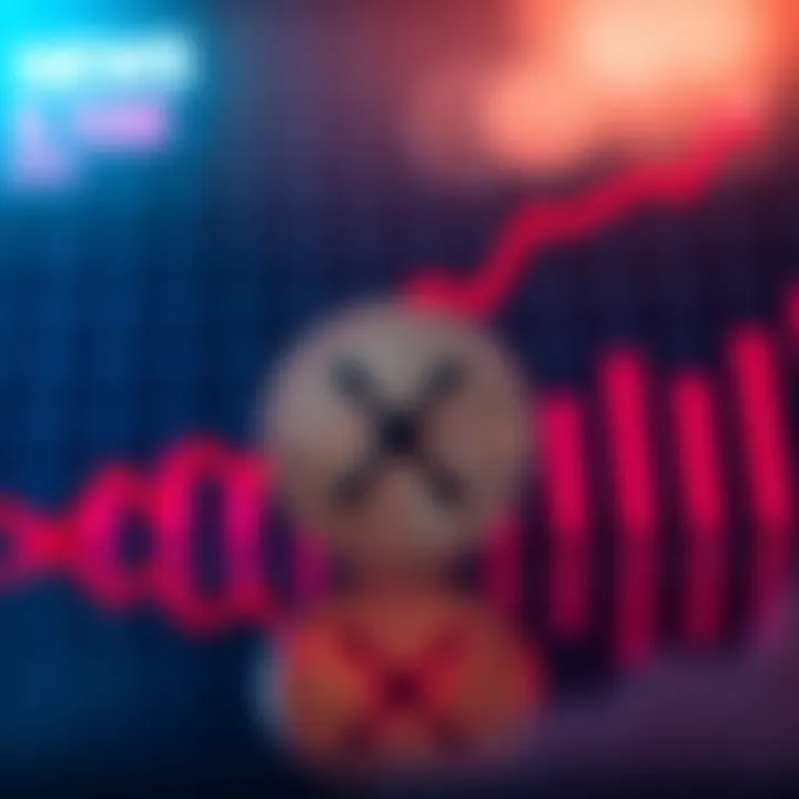 XRP coin positioned in front of a rising graph showing potential growth to $100