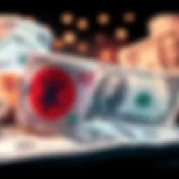 The Japanese Yen strengthening against the US Dollar with currency symbols in the background.