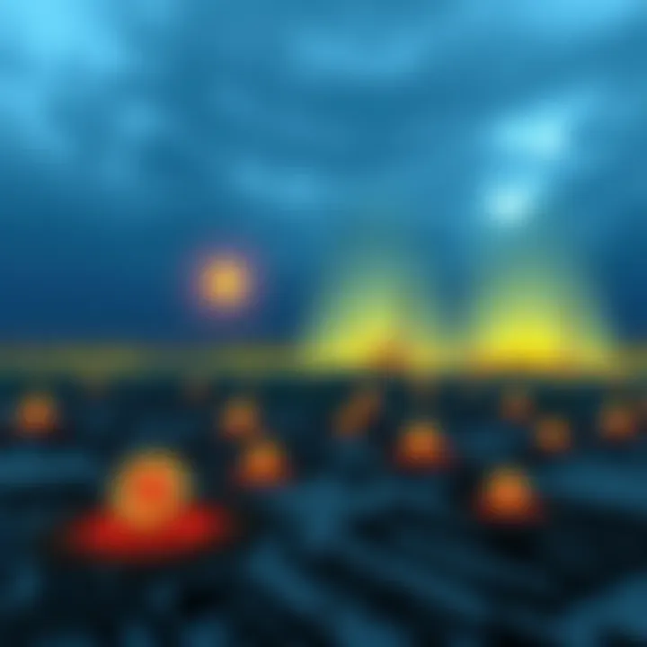 A gas field in Yorkshire with Bitcoin symbols, indicating a shift from energy production to cryptocurrency mining
