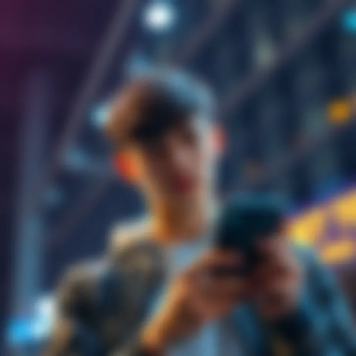 An 18-year-old holding a smartphone showing Bitcoin prices, looking thoughtful about investment decisions amid market trends.