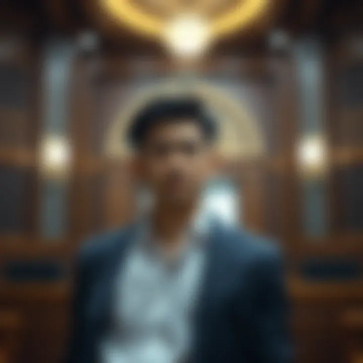 Young Man in Court A young Singaporean man stands in a courtroom, appearing remorseful as he faces legal consequences for cryptocurrency theft.