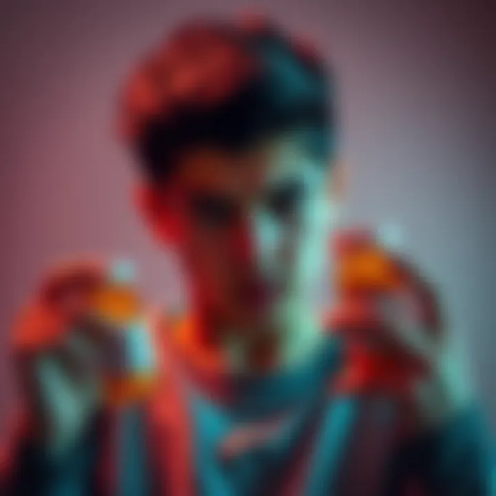Young person holding pill bottles A 20-year-old looks at various pill bottles, showing concern and frustration about their mental health medications.