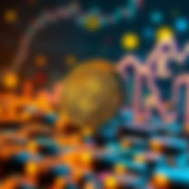 A visual representation of Zcash logo with upward market trends and digital currency symbols in the background.