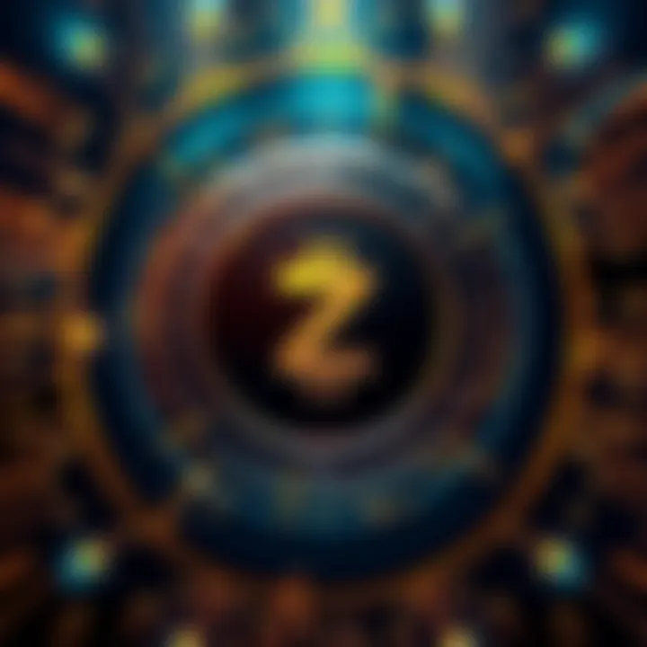 Zcash logo with a secure lock Zcash logo surrounded by a secure lock symbol, representing its stability and security in the cryptocurrency market